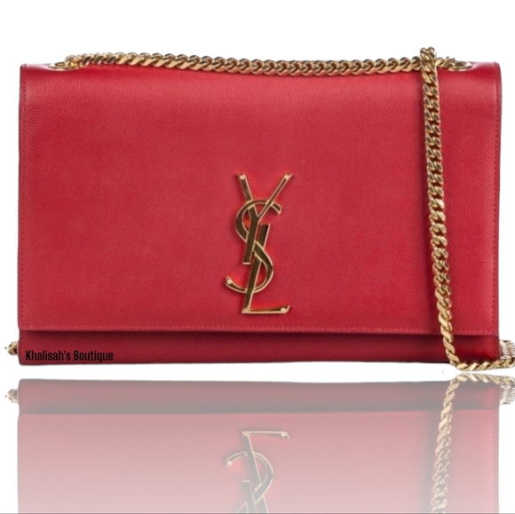 Rare YSL Saint Laurent KATE LARGE CHAIN BAG GRAIN POUDRE EMBOSSED LEATHER - Picture 9 of 17